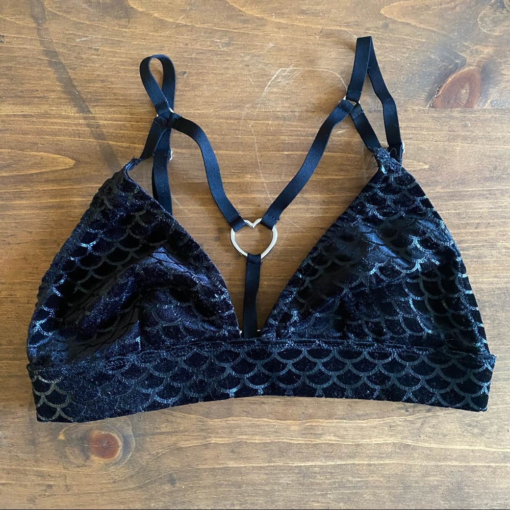Hot Topic Velvet Mermaid Harness Bralette